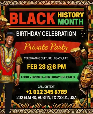 Black History Month Birthday Celebration Flyer Template