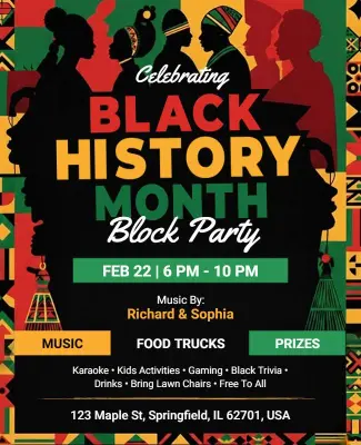 Black History Month Block Party Celebration Flyer Template