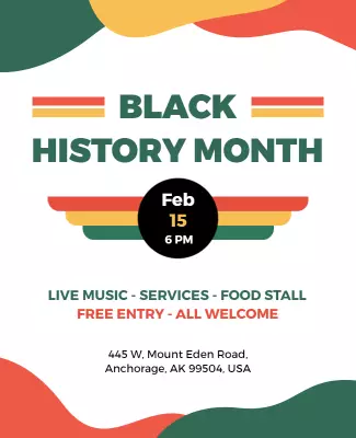 Vibrant Retro Black History Month Community Event Flyer Template