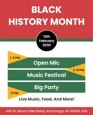 Vibrant Red Black History Month Celebration Flyer Template