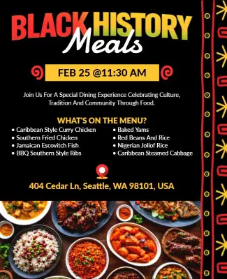 Black History Month Community Meals Flyer Template