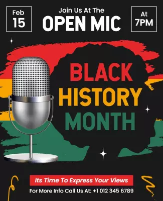 Black History Month Open Mic Flyer Template