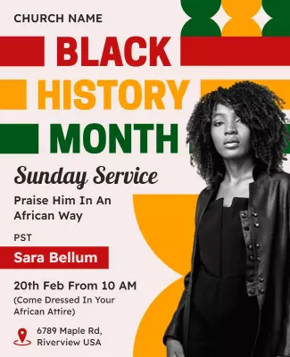 Black History Month Sunday Service Flyer Template