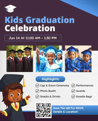 Black Kids Graduation Celebration Event Flyer Template