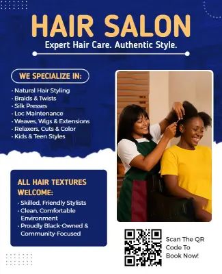 Black-Owned Hair Salon Promotional Flyer Template