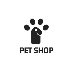 Black Paw Print with Tag Representing Pet Shop Logo Template