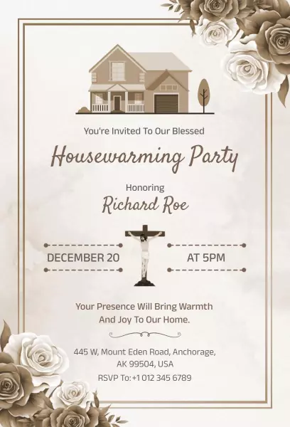 Blessed Housewarming Party Celebration Invitation Template