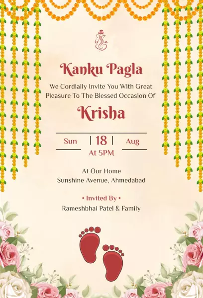 Blessed Kanku Pagla Ceremony Celebration Invitation Template