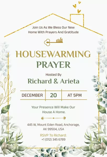 Blessing Housewarming Prayer Ceremony Invitation Template