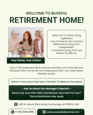 Blissful Retirement Home Invitation Flyer Template