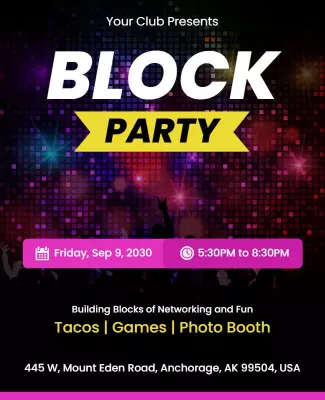 Block Party Event with Tacos Featured Flyer Template
