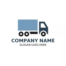 Blue and Gray Delivery Truck Representing Transportation Logo Template
