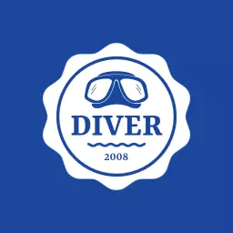 Blue and White Dive Gear Featuring Diver Theme Logo Template