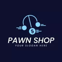 Blue and White Scales Representing Pawn Shop Services Logo Template