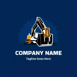 Blue and Yellow Excavator Design for Construction Solutions Logo Template