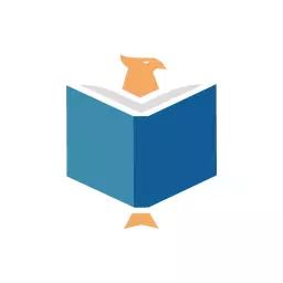 Blue Book and Orange Eagle Symbolizing Education Growth Logo Template