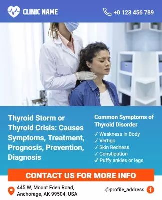 Blue Clinical Healthcare Information Thyroid Disorder Poster Template