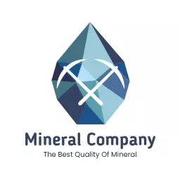 Blue Crystal with Pickaxes Symbolizing Mineral Company Logo Template