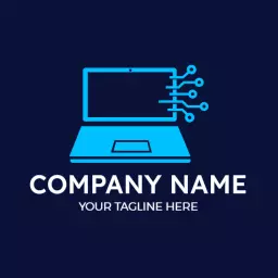Blue Digital Laptop Design Innovating the Computer Industry Logo Template