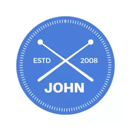 Blue Drummer Logo with Crossed Drumsticks and Establishment Date Logo Template
