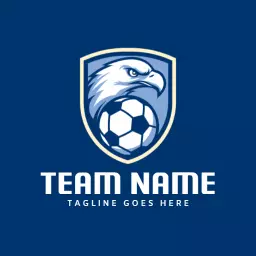 Blue Eagle Emblem Integrating Soccer Elements Logo Template