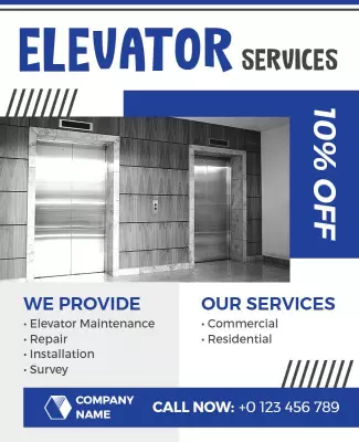 Blue Elevator Service Flyer Template