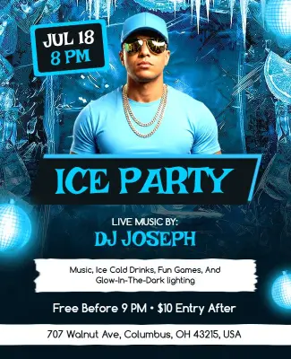 Blue Ice Party Event Flyer Template