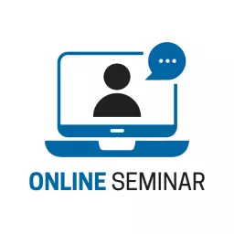 Blue Laptop Connecting Attendees in Online Seminar Logo Template
