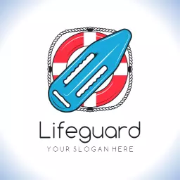 Blue Lifeguard Buoy and Red Life Ring Safety Logo Template