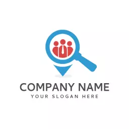 Blue Magnifying Glass Highlighting Job Search and Opportunities Logo Template