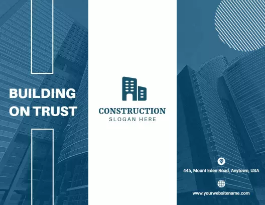 Blue Modern Construction Solutions and Trust Building Brochure Template