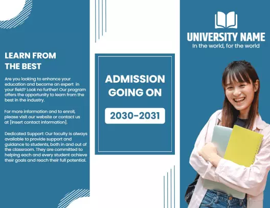 Blue Modern University Admission and Educational Support Brochure Template