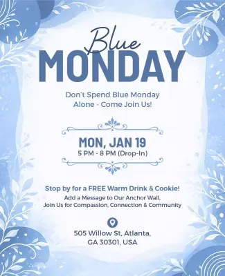 Blue Monday Community Gathering Flyer Template