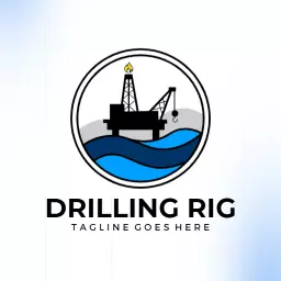 Blue Ocean Waves Underneath a Drilling Rig Logo Template