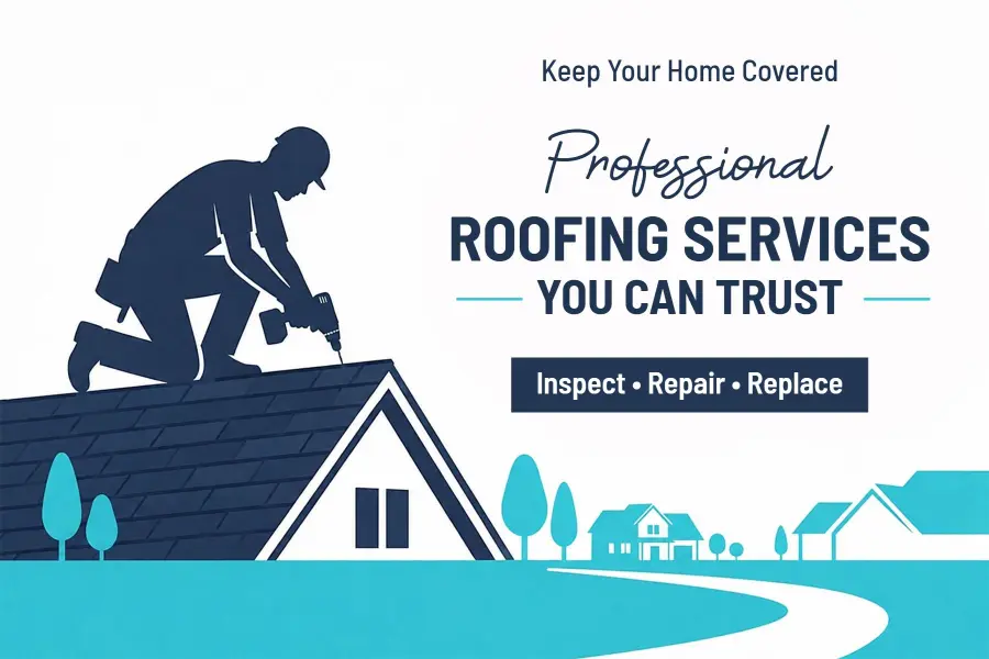Blue Professional Roofing Services Postcard Template