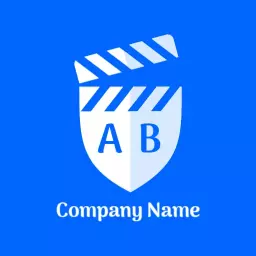 Blue Shield Design Featuring Clapperboard and Initials Logo Template