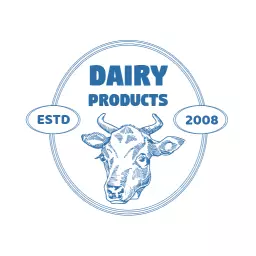 Blue Sketch of a Cow Representing Dairy Products Logo Template