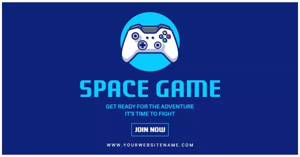 Blue Space Adventure Gaming Experience for Exciting Game Banner Template