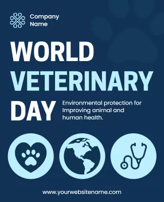 Blue Themed World Veterinary Day Awareness Poster Template