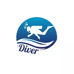 Blue Underwater Scene Featuring Professional Diver Logo Template