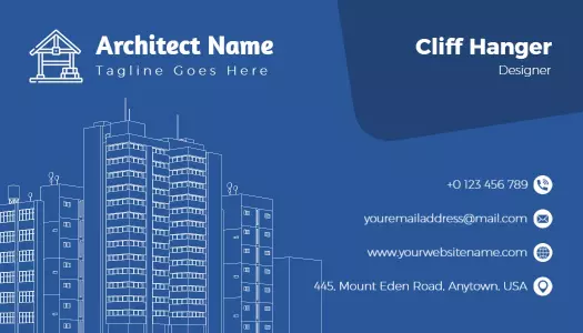Blueprint Style Architecture Firm Business Card Template
