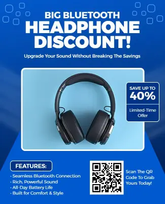 Bluetooth Headphone Discount Promotion Flyer Template