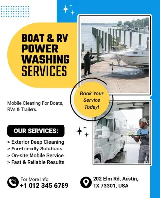 Boat and RV Power Washing Service Flyer Template