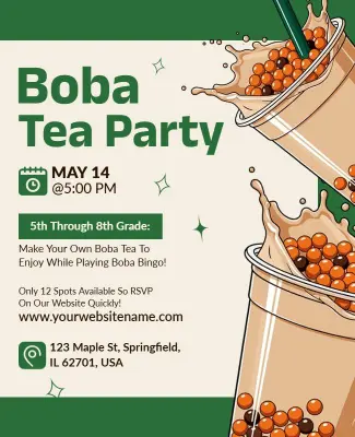 Boba Tea Party Event Flyer Template