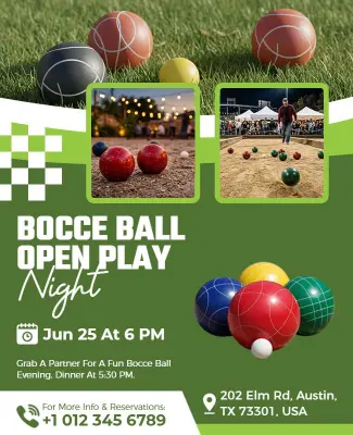 Bocce Ball Open Play Night Event Flyer Template