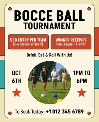 Bocce Ball Tournament Event Flyer Template