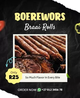 Boerewors Braai Rolls Food Promotion Flyer Template