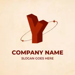 Bold 3D Y Letter Design with Circular Orbit Element Logo Template