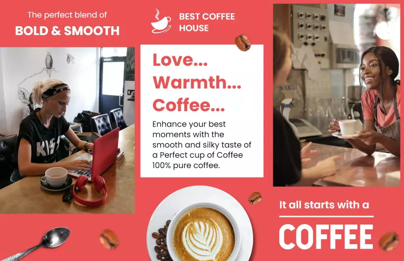 Bold and Smooth Coffee Experience Cafe Brochure Template