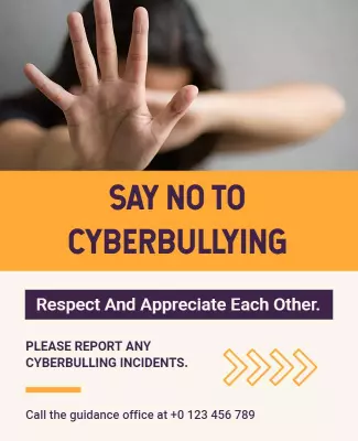 Bold Awareness Campaign Against Cyberbullying Poster Template